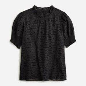 J. Crew Black Eyelet Blouse